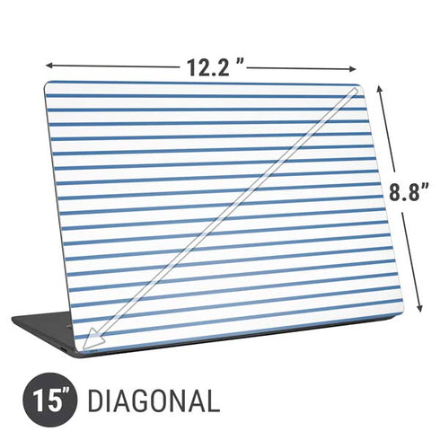 Blue and White Stripes Universal Laptop 15in (12.2 x 8.8in) Skin